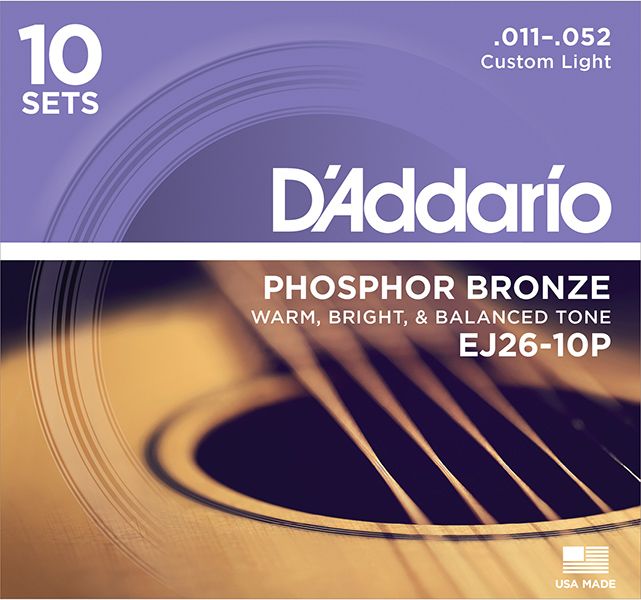 Детальная картинка товара D'Addario EJ26-10P Phosphor Bronze в магазине Музыкальная Тема